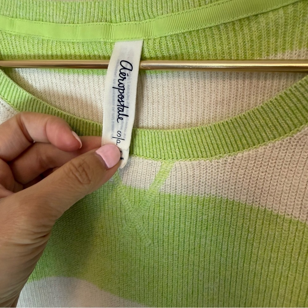 Aeropostale Green and White Crew Neck Sweater Size S - Picture 3 of 4